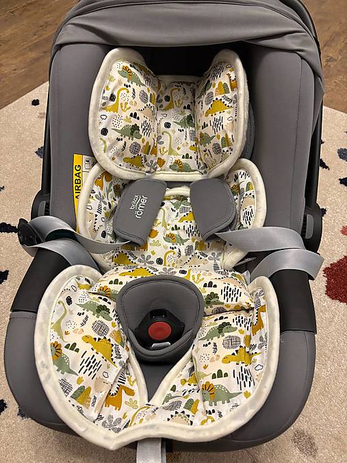 Detský textil - VLNIENKA podložka do autosedačky Britax Römer Baby Safe 3 100% Merino top Super wash 100% bavlna Dinosaury - 18220629_