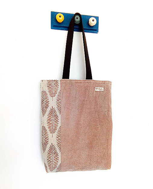 Nákupné tašky - Menčestrová taška Hnedá, Listy - 18220814_