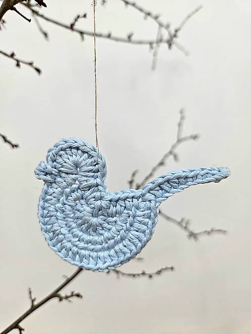 Dekorácie - Vtáčik na zavesenie (Svetlomodrá) - 18221437_