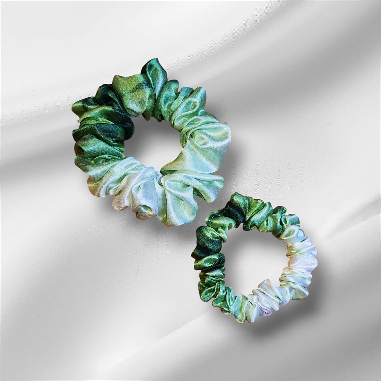 Hodvábna gumička do vlasov - pravý hodváb SilkByAG (Zelená batikovaná malá S)