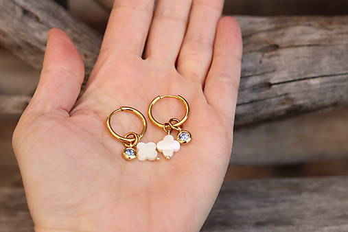 Náušnice štvorlístok, zirkon