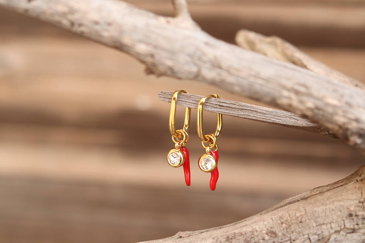 Náušnice chilli, zirkon