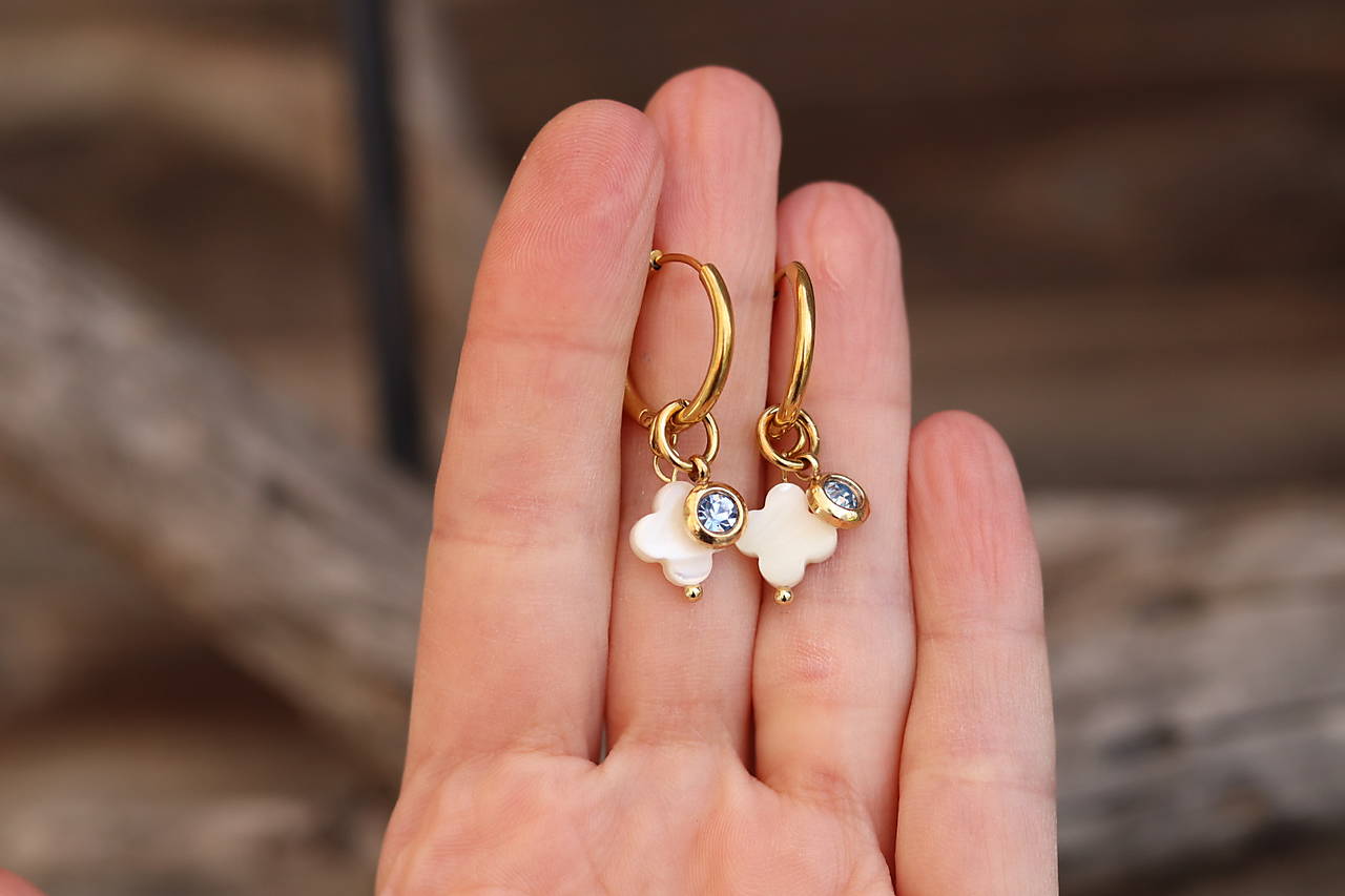 Náušnice štvorlístok, zirkon