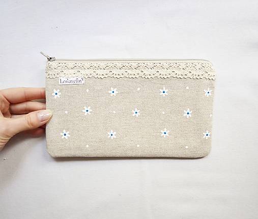 Taštičky - Taštička menšia - Mini kvety a krajka - 18224253_