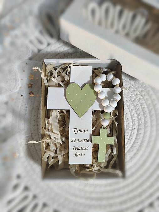 Dekorácie - Darček ku krstu Set krížik a ruženec - 18224980_