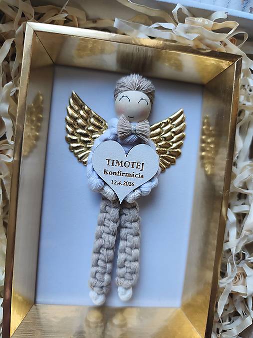 Dekorácie - Macrame anjel konfirmácia - chlapec - 18224987_