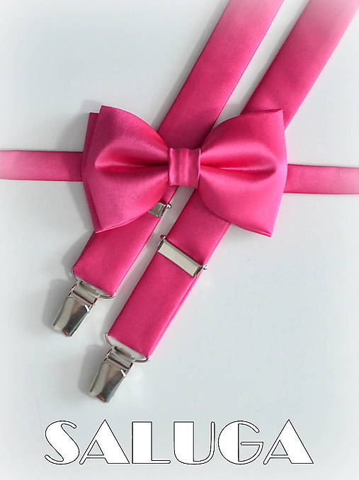 Pánske doplnky - Cyklamenový pánsky set - motýlik a traky - 18223916_