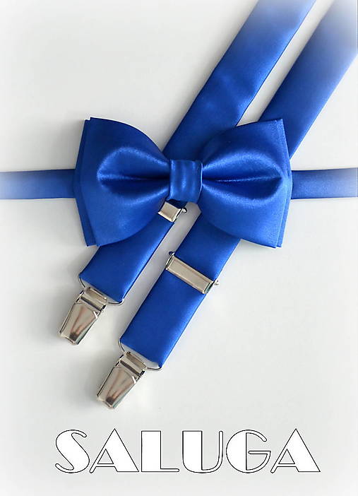 Pánske doplnky - Pánsky motýlik a traky - kráľovsky modrý - 18223918_