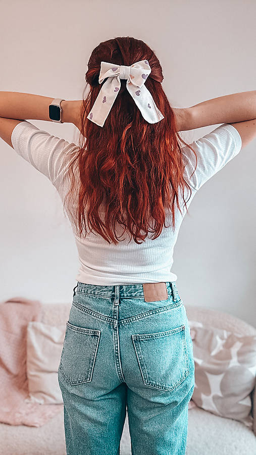 Ozdoby do vlasov - Ručne maľovaná mašľa do vlasov - 18223835_