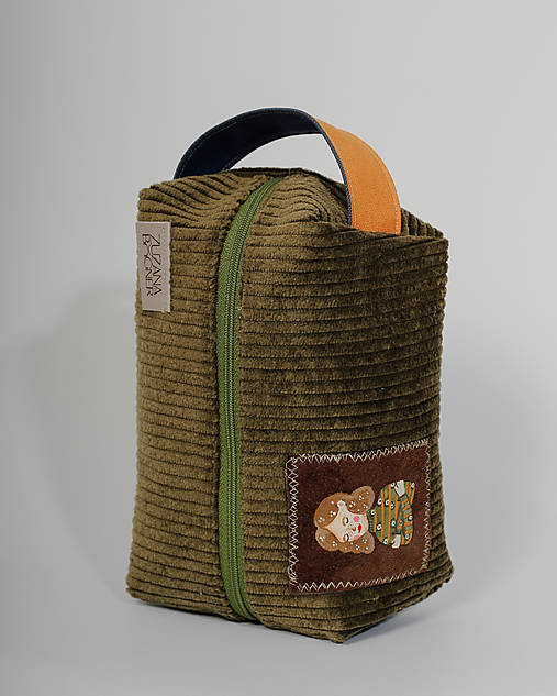 Taštičky - Menčestrové kozmetické zero - waste taštičky s autorskou maľbou (Oranžová) - 18223987_