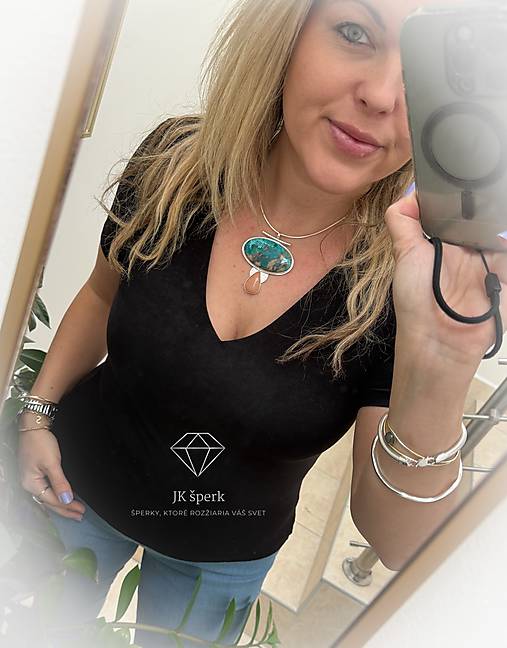 Strieborný 925/1000 prívesok so shattuckitom a mesačným kameňom