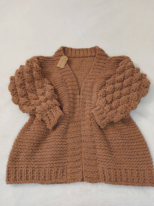 Svetre a kardigány - Pletetný puffy sveter - hnedý - 18224960_