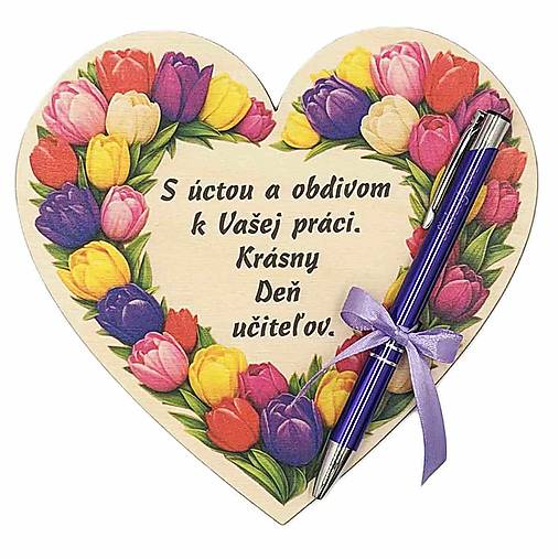Tabuľky - Drevené srdce ku Dňu učiteľov – elegantný darček s ružami - 18223031_