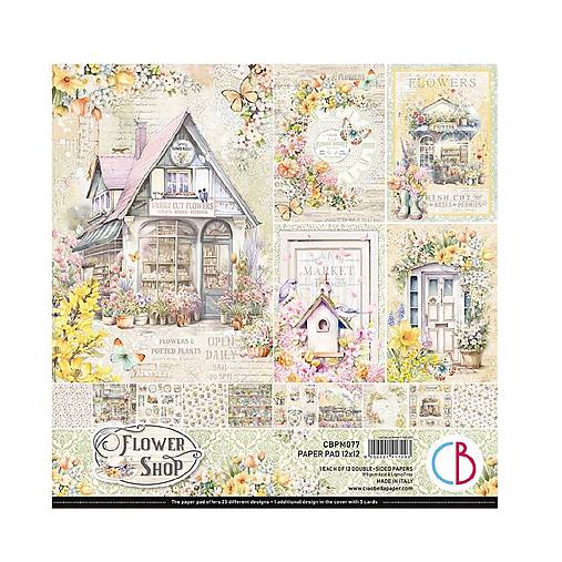Papier - Ciao Bella Flower Shop scrapbook papier 12x12 - 18227756_