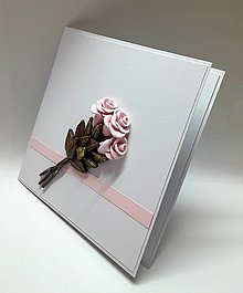 Papiernictvo - Pohľadnica / blahoželanie s ružovými ružami ... - 18227248_