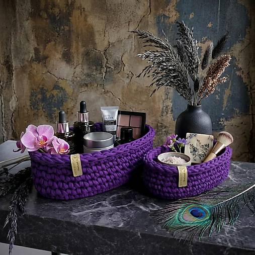 Úložné priestory & Organizácia - Háčkované košíky | set Grape - 18227408_