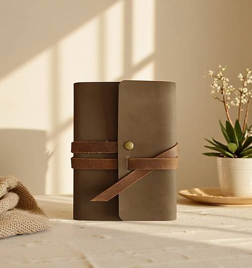Papiernictvo - A6 Kožený zápisník coffe - 18226877_
