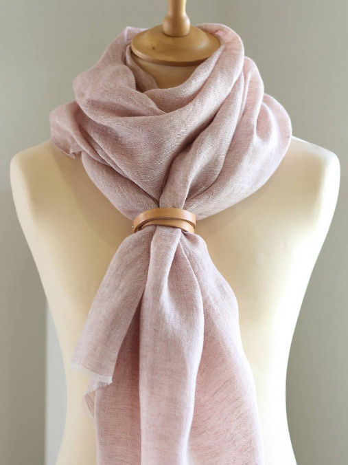 Dámska veľká ľanová šatka staroružovej farby – 100 % prírodný ľan v darčekovej krabičke