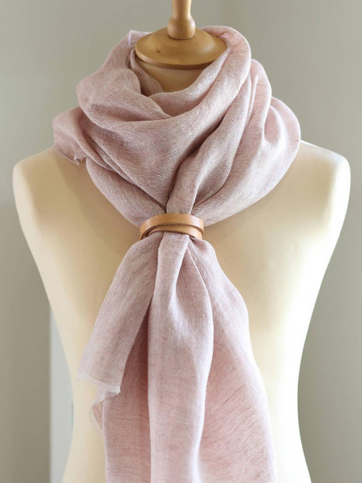 Dámska veľká ľanová šatka staroružovej farby – 100 % prírodný ľan v darčekovej krabičke