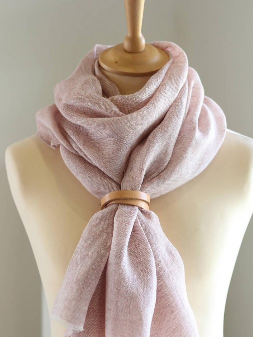 Dámska veľká ľanová šatka staroružovej farby – 100 % prírodný ľan v darčekovej krabičke