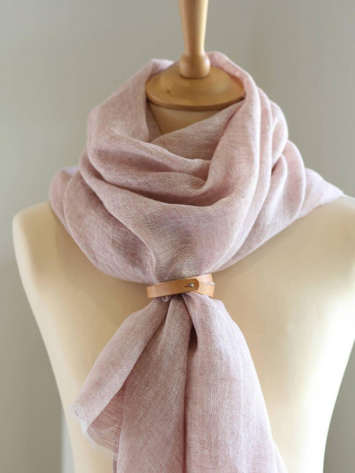 Dámska veľká ľanová šatka staroružovej farby – 100 % prírodný ľan v darčekovej krabičke