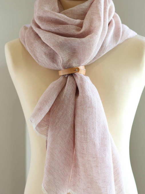 Dámska veľká ľanová šatka staroružovej farby – 100 % prírodný ľan v darčekovej krabičke