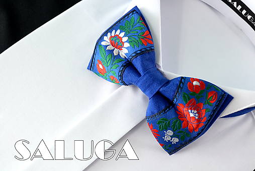 Pánske doplnky - Pánsky folklórny motýlik - modrý - 18225914_