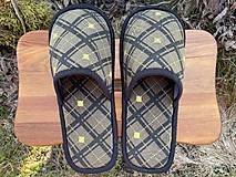 Ponožky, pančuchy, obuv - Zelené káro papuče - 18227701_