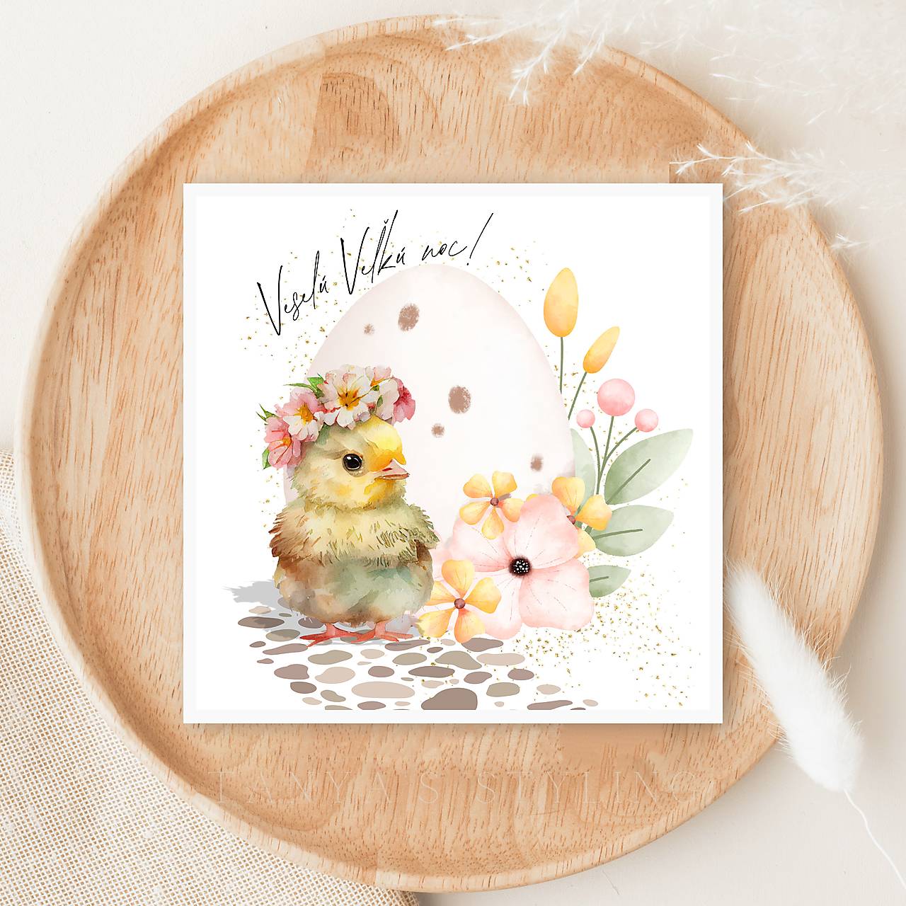 Veľkonočná pohľadnica – milé jarné prianie handmade