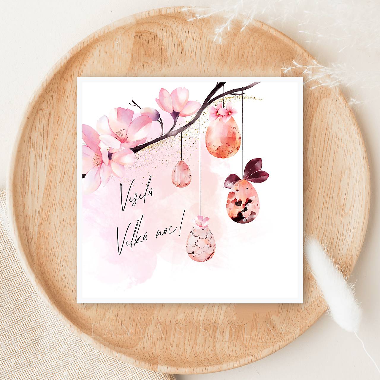 Veľkonočná pohľadnica – milé jarné prianie handmade