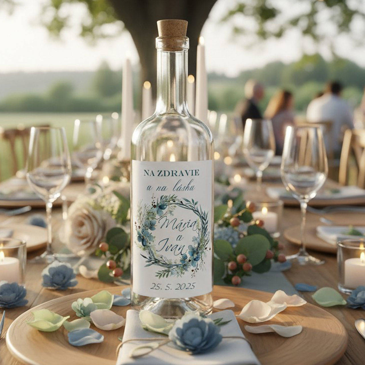 Etikety na flaše eukalyptus/oliva