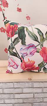Úžitkový textil - Obliečka na vankúš Tulipány,40x40cm - 18226200_