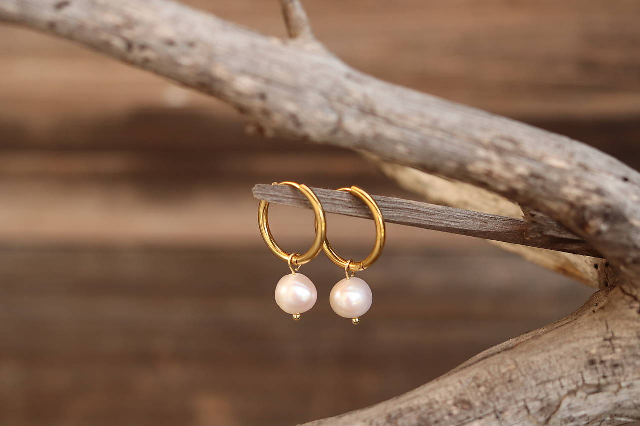 Perlové náušnice kruhy