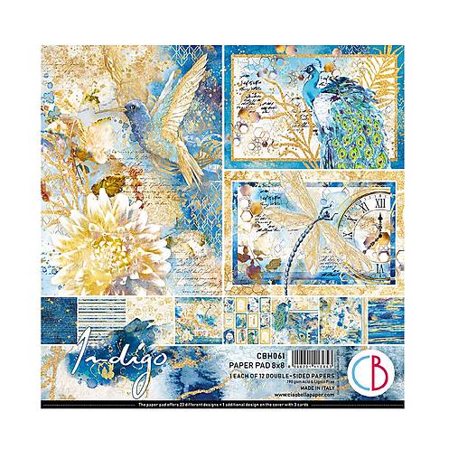 Papier - Ciao Bella Indigo scrapbook papier 8x8 - 18229771_
