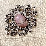 Brošne - Barocco Rhodonite Brooch / Baroková brošňa s rodonitom B0004 - 18228295_