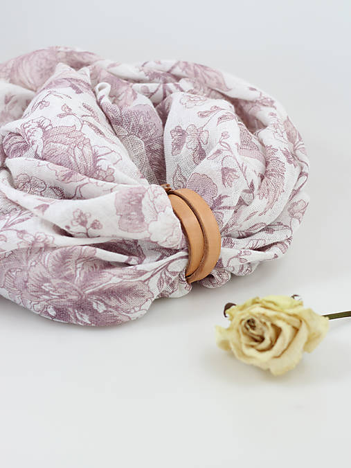 Dámsky dvojitý ľanový nákrčník s kvetmi – 100 % predpraný ľan