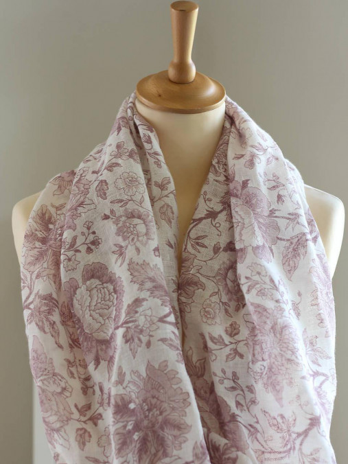 Dámsky dvojitý ľanový nákrčník s kvetmi – 100 % predpraný ľan