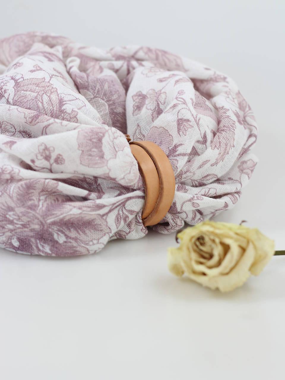 Dámsky dvojitý ľanový nákrčník s kvetmi – 100 % predpraný ľan