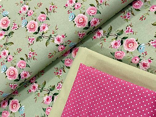 100% BAVLNA / RUŽIČKY NA ZELENEJ