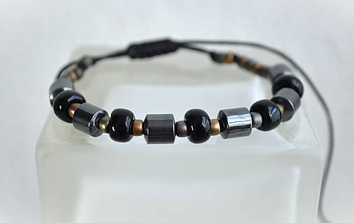 Pánske šperky - Náramok pánsky hematitové valčeky - 18228586_