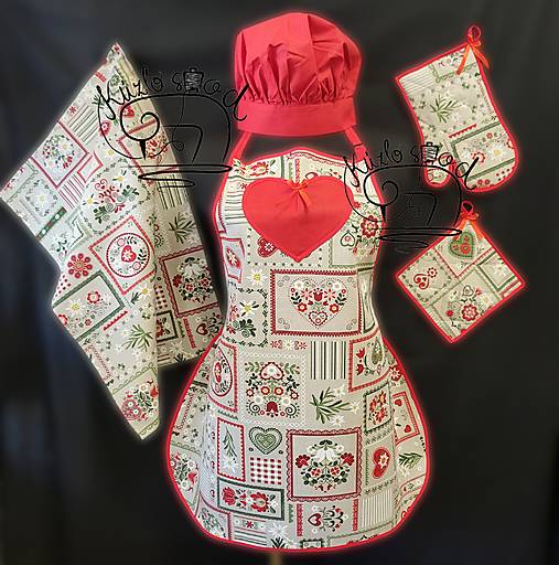 Úžitkový textil - Dámska zástera 70cm ľudový motív, alebo aj 5.dielny set - 18229194_