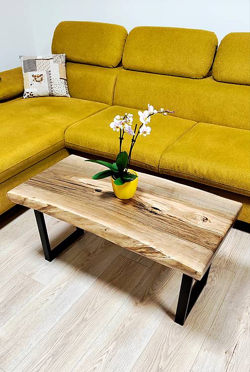 Nábytok - Luxusný konferenčný stolík z orechového masívu – 5,5 cm hrúbka - 18229917_