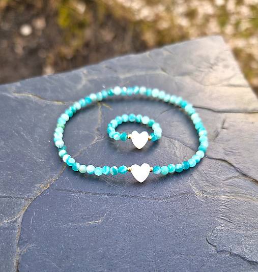 Prstene - Prsteň*amazonit*srdiečko*pozlátené Ag - 18228439_