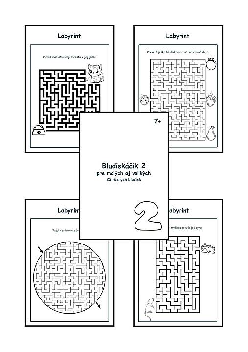 Hračky - Bludiskáčik 2 - 22 bludísk, stredne ťažká úroveň, pracovný zošit - 18229927_