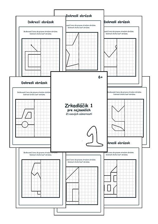 Hračky - Zrkadláčik 1 - 21 obrázkov - ľahká úroveň, pracovný zošit pre deti 6+ - 18229934_
