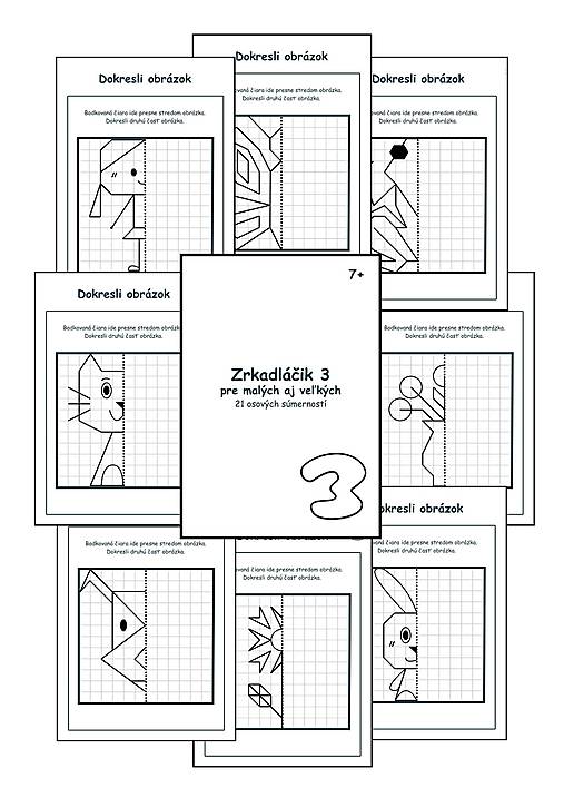 Hračky - Zrkadláčik 3 - 21 strán - dokresli obrázok - ťažká úroveň, pracovný zošit pre deti 7+ - 18229936_