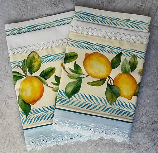 Citrónová kuchynská utierka 45×70 cm a košík na pečivo – svieži vidiecky kuchynský set