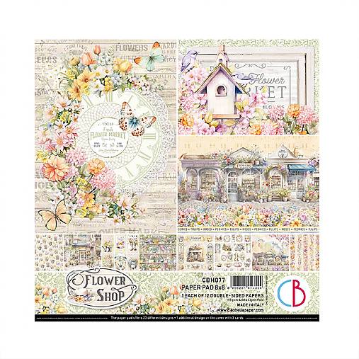 Papier - Ciao Bella Flower Shop scrapbook papier 8x8 - 18231349_