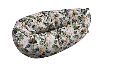Detský textil - Tehotenský vankúš / Vankúš na dojčenie eucalyptus so zlatou - 18232203_