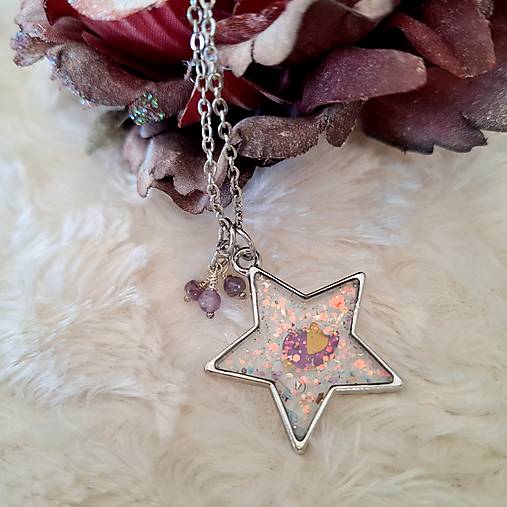 Vtáčik a hviezdička / nežný šperk s ametystom